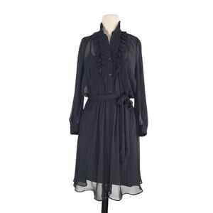 Gothic Black Ruffle Sheer Dress LP Dark Romance‎ Whimsigoth Wednesday Addams NEW